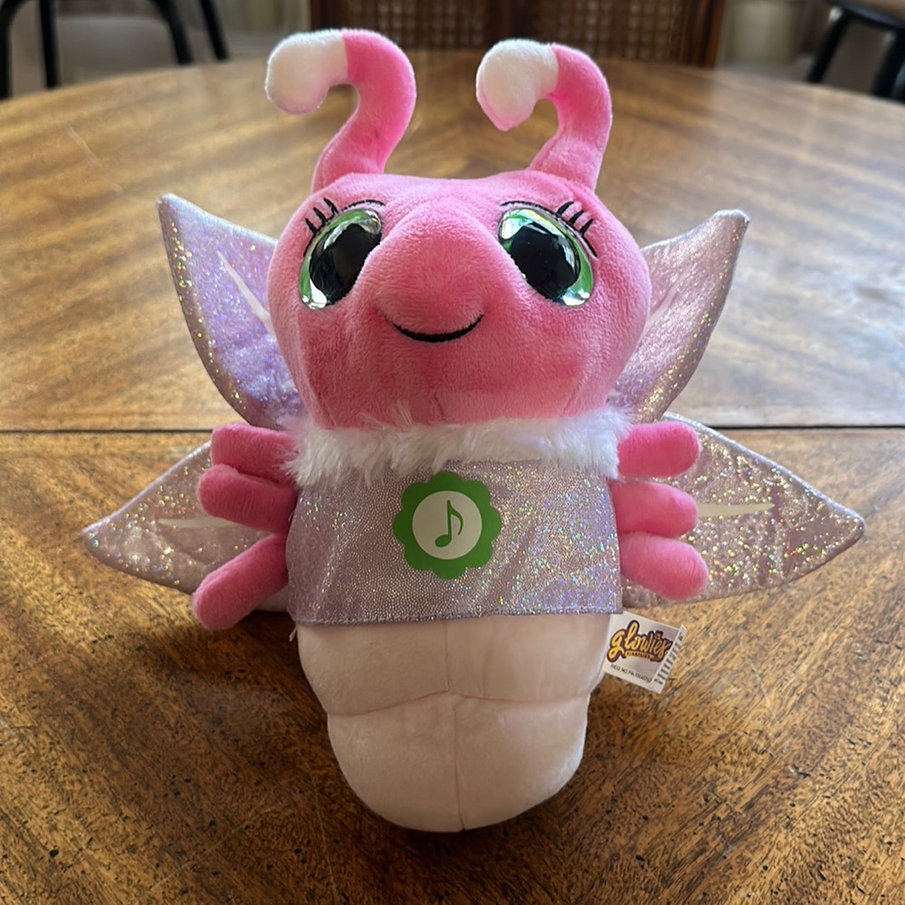 Glowies plush pink firefly soft plush that glows play lullabies like new 8-12”